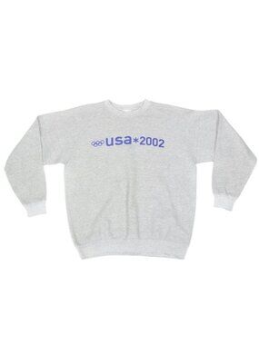 Vtg Salt Lake USA 2002 Olympics Sweatshirt Adult Medium Gray Cotton Crewneck 348